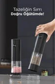 44B-BS Siyah Pilli Işıklı Otomatik Yeni Nesil Tuz Karabiber Değirmeni Baharat Öğütücü thumbnail 5