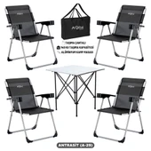 4 Adet Katlanır Kamp Sandalyesi ve Alüminyum Masa Seti - Rock Silver - Antrasit - Taşıma Çantalı thumbnail 1