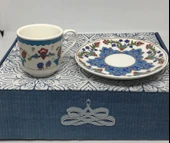 LEBRON Kütahya Porselen Kahve Fincanı 2 li Türk Kahve Seti Osmanlı Çini Desen thumbnail 3