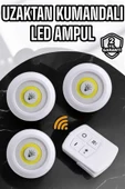 Spot Lamba Led Işık 3'lü Uzaktan Kumandalı Pilli Yapışkanlı Kablosuz thumbnail 2