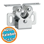 Metal Kelebek Çıt Çıt Dolap Kapak Tutucu Mıknatıslı Kapı Kilidi Sağlam Güçlü Tutuş Paslanmaz thumbnail 1