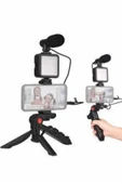 Telefon Tutucu Mini Mikrofonlu Tripod Vlog Çekim Video thumbnail 1