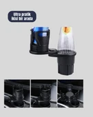 Oto Bardak Tutucu 360° Döner Çift Bölmeli Karbon Fiber Tasarım thumbnail 5