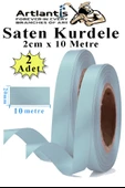 Açık Mavi Kurdele Saten 2 Cm 10 Metre 2 Adet Saten Kurdela Parlak Hediye ve Süsleme Şeridi Süs Paketleme Çiçek Saç El thumbnail 1