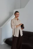 Tek cepli müslin gömlek bej pt thumbnail 2