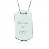 Gümüş İsimli Asker Künyesi Bayan Kolye - 1