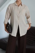 Tek cepli müslin gömlek bej pt thumbnail 1