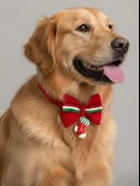 Socks Xmass Köpek Papyon Tasması |  Yeşil Kırmızı Fiyonk Boyun Aksesuarı | Noel Temalı Köpek Süsü | Orta ve Büyük Irklar İçin thumbnail 4