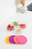 12'li Premium Kahvaltılık Seti 410 cc Renkli Plastik Kapaklı Cam Saklama Kabı, Hava Geçirmez thumbnail 4