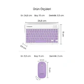 Mor Kablosuz Klavye Ve Mouse Seti thumbnail 5