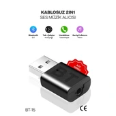 2'si 1 Arada Tak Çalıştır Kablosuz Aux RX/TX Transmitter Ses Alıcı Verici thumbnail 1