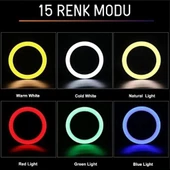 18 İnç Profesyonel RGB Ring Light Seti (Halka Işık ve Tripod) thumbnail 4