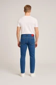 Erkek Slim Fit Dar Paça Esnek Likralı Denim Jeans Kot Pantolon - 7410 thumbnail 7