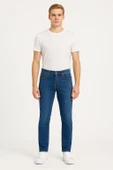 Erkek Slim Fit Dar Paça Esnek Likralı Denim Jeans Kot Pantolon - 7410 thumbnail 5