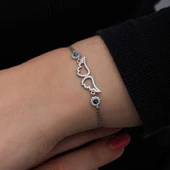 925 Ayar Gümüş Nazarlı Melek Kanadı Kadın Bileklik thumbnail 3