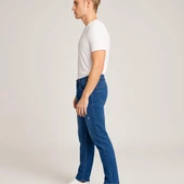 Erkek Slim Fit Dar Paça Esnek Likralı Denim Jeans Kot Pantolon - 7410 thumbnail 6