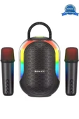 Bluetooth Çift Mikrofonlu Kablosuz Karaoke Rgb Işıklı Yüksek Sesli Müzik 4 Ses Degıstırme thumbnail 1