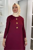 Güneş Triko Elbise Bordo thumbnail 2
