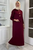 Güneş Triko Elbise Bordo thumbnail 4