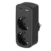 2 Soketli Akım Korumalı Priz | 12W USB + Type-C Hızlı Şarj Destekli Grup Priz thumbnail 1