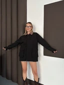 Astarlı yaka detaylı artos ceket siyah st2651019 thumbnail 1