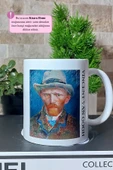 Vincent Van Gogh - Tarihi Sanat Gri Keçe Şapkali Otoportre Baskılı Porselen Kupa Bardak thumbnail 3