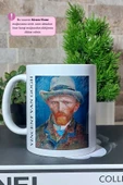 Vincent Van Gogh - Tarihi Sanat Gri Keçe Şapkali Otoportre Baskılı Porselen Kupa Bardak thumbnail 1
