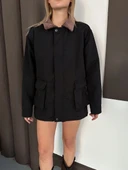 Astarlı yaka detaylı artos ceket siyah st2651019 thumbnail 6