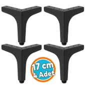 Mobilya Ayağı Dayanıklı Modern Tasarım Koltuk Sehpa Masa TV Ünitesi Uyumlu 17 cm Siyah Metal 4 Adet thumbnail 1