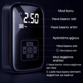 SChitec Elektrikli Dijital Hava Kompresörü Led Göstergeli | 150PSI Taşınabilir Şarjlı Pompa WY006 thumbnail 2