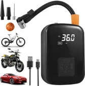 SChitec Elektrikli Dijital Hava Kompresörü Led Göstergeli | 150PSI Taşınabilir Şarjlı Pompa WY006 thumbnail 7