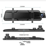 SChitec 10.7” Full HD 1080P Aynalı Araç İçi Dual Kamera Kayıt Cihazı H01 thumbnail 6