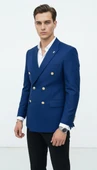 Gold Düğmeli Kruvaze Erkek Blazer Ceket – Premium Kumaş, Slim Fit Şıklık thumbnail 11