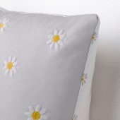 Dekoratif Yastık-Kırlent Kılıfı IKEA Papatya Desenli Gri 50x50 Cm Çift Taraflı - 3