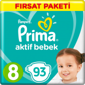 Prima Bebek Bezi Aktif Bebek 8 Beden 17+ Kg 3*31 93 Adet thumbnail 1