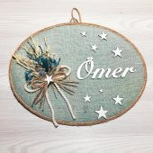 Lora Davet Erkek Bebek odası kapı süsü, Hastane kapı süsü, Duvar süsü, İsim tabelası, Bebek çelengi (1 Adet) Mavi - 36010 - 2