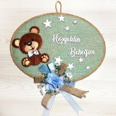 Lora Davet Erkek Bebek odası kapı süsü, Hastane kapı süsü, Duvar süsü, İsim tabelası, Bebek çelengi (1 Adet) Mavi - 36014 - 1