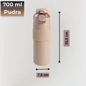 Paslanmaz Çelik Termos 700 ml-Tektuşla Açılır Çift Kullanımlı Kapak thumbnail 7
