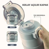Paslanmaz Çelik Termos 700 ml-Tektuşla Açılır Çift Kullanımlı Kapak thumbnail 4