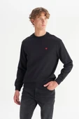 Erkek Patch Logo Sweatshirt Black Black L thumbnail 5