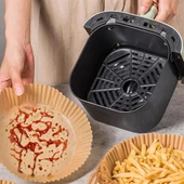 50 Adet Air Fryer Pişirme Kağıdı Tek Kullanımlık Yağ Geçirmez Yuvarlak Tabak Model PVC (5314) thumbnail 3