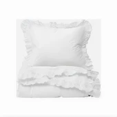 Beyaz fırfırlı çift kişilik nevresim takımı thumbnail 1