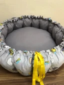 GRİ-AYICIK DESENLİ BEBEK YATAĞI , OYUN MİNDERİ thumbnail 2