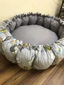 GRİ-AYICIK DESENLİ BEBEK YATAĞI , OYUN MİNDERİ thumbnail 7