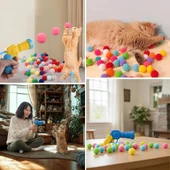 BUFFER®  20 Adet Renkli Peluş Toplu Kedi Oyun Tabancası – Kedi Egzersiz ve Oyun Aracı thumbnail 4