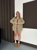 BİÇOMİ Astarlı yaka detaylı artos ceket haki st2651019 thumbnail 4