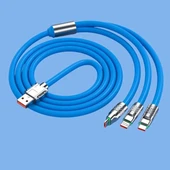 Kutulu  3 Şarj Aleti 1 Arada Çinko Alaşım Hızlı Şarj Kablosu Mavi 3 İn 1 thumbnail 2