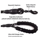 Köpekler İçin Gezdirme Tasması Reflektörlü 130 cm Halat Orta ve Büyük Boy Köpekler İçin Siyah thumbnail 2