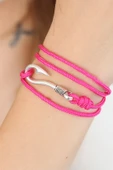 Fuşya Renk Gümüş Metal Kancalı Bayan Çoklu Bileklik - TJ-BB2374-KS thumbnail 2