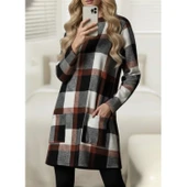 Lucky Life Kadın Uzun Kollu Yarı Balıkçı Yakalı Cep Detaylı Ekoseli Dokuma Tunik thumbnail 7